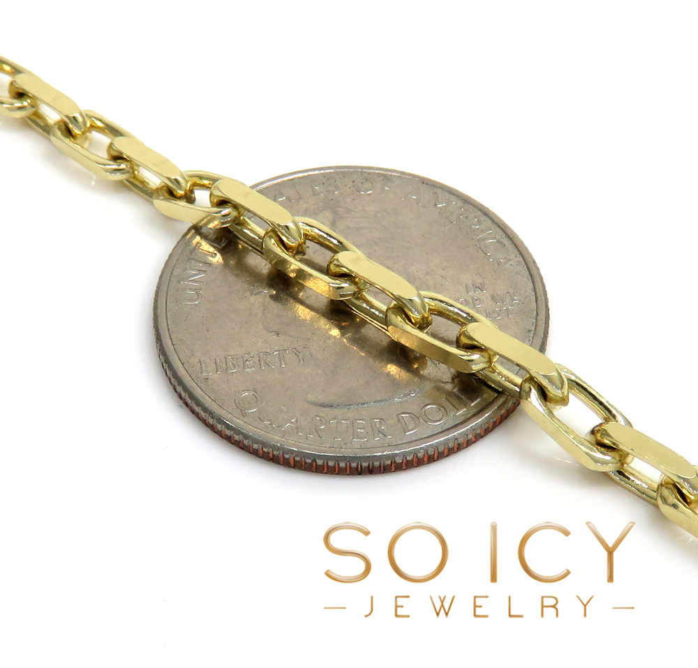 10k yellow gold solid flat edge cable link chain 18-26 inches 3.50mm - Image 2