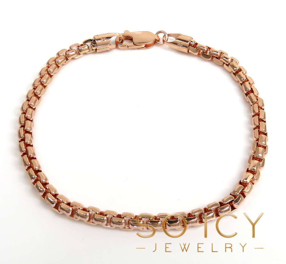 14k rose gold venetian box bracelet 6.75 inch 3.50mm - Image 2
