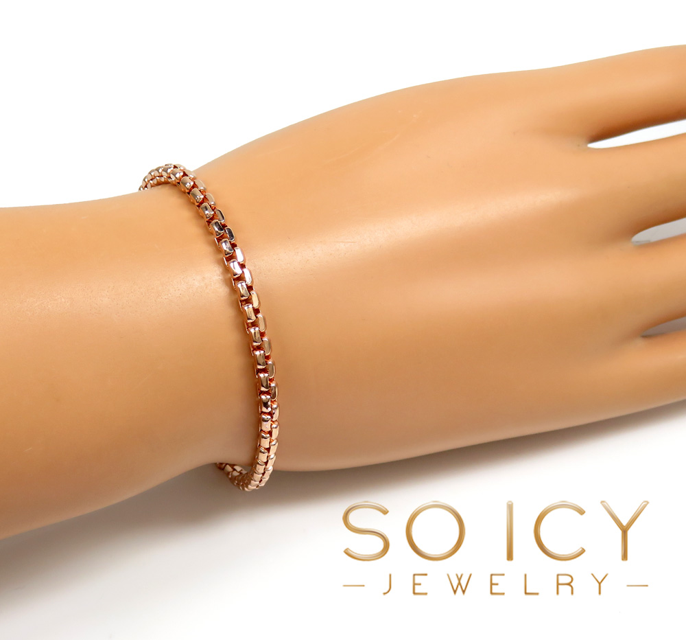 14k rose gold venetian box bracelet 6.75 inch 3.50mm - Image 5