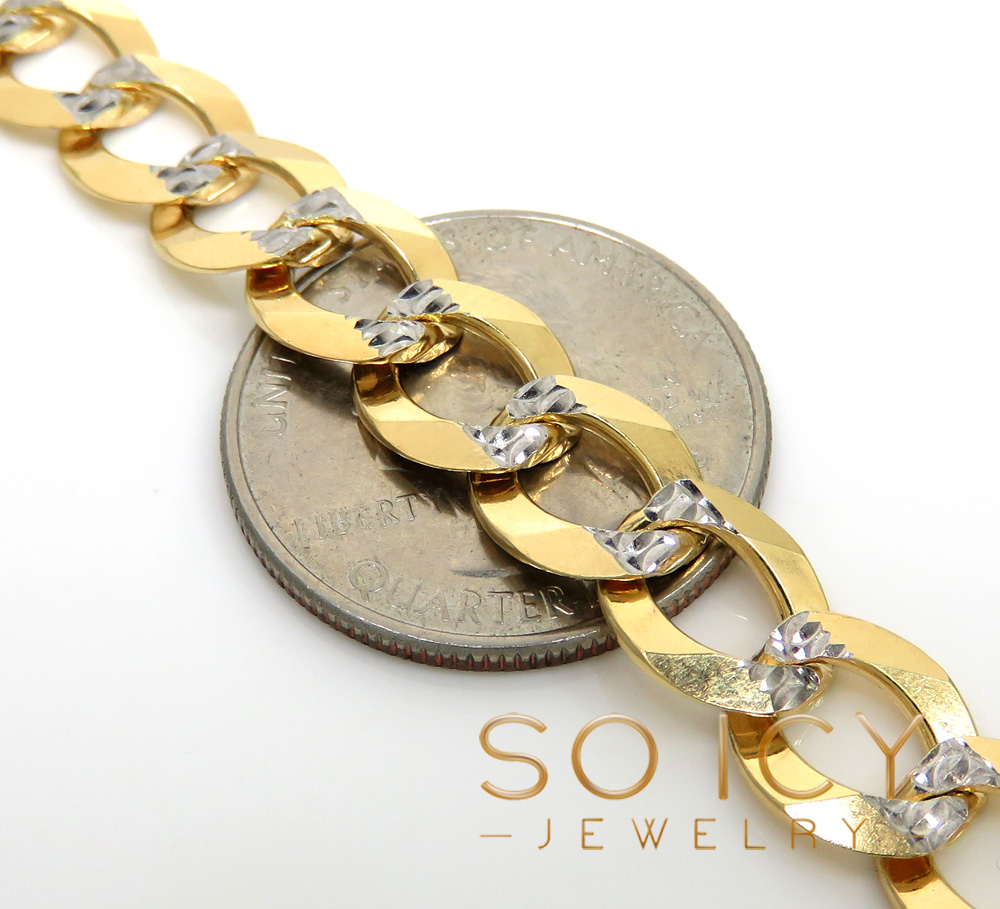 14k yellow gold diamond cut cuban bracelet 8.75 inch 9.50mm - Image 4