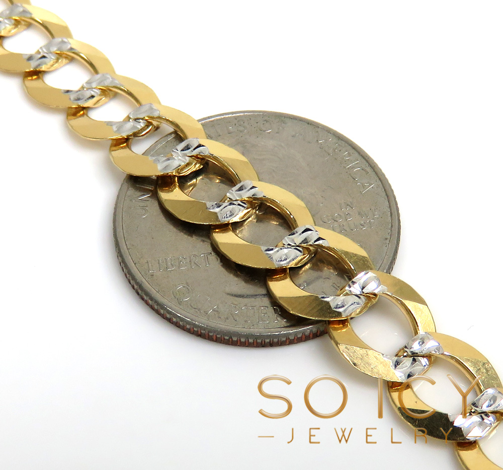 14k yellow gold diamond cut cuban bracelet 8.75 inch 8.50mm - Image 3