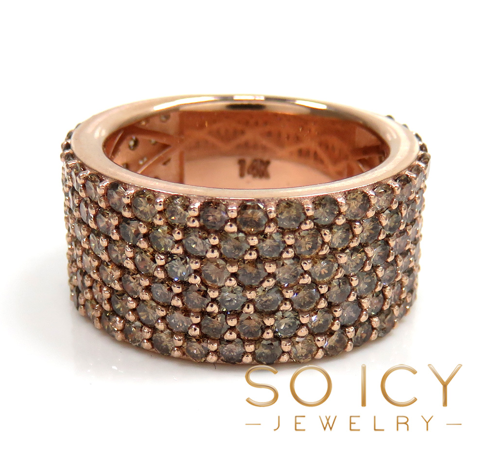 Mens 14k gold champagne diamond band 6.10ct - Image 2