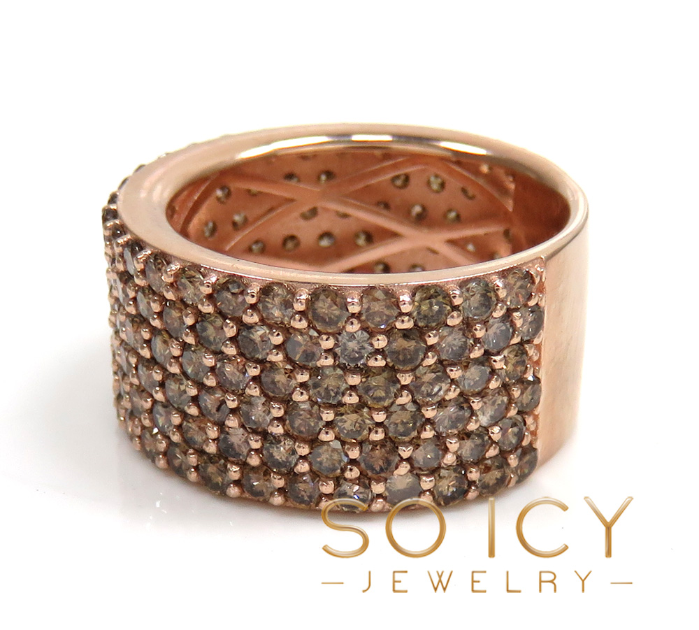 Mens 14k gold champagne diamond band 6.10ct - Image 3