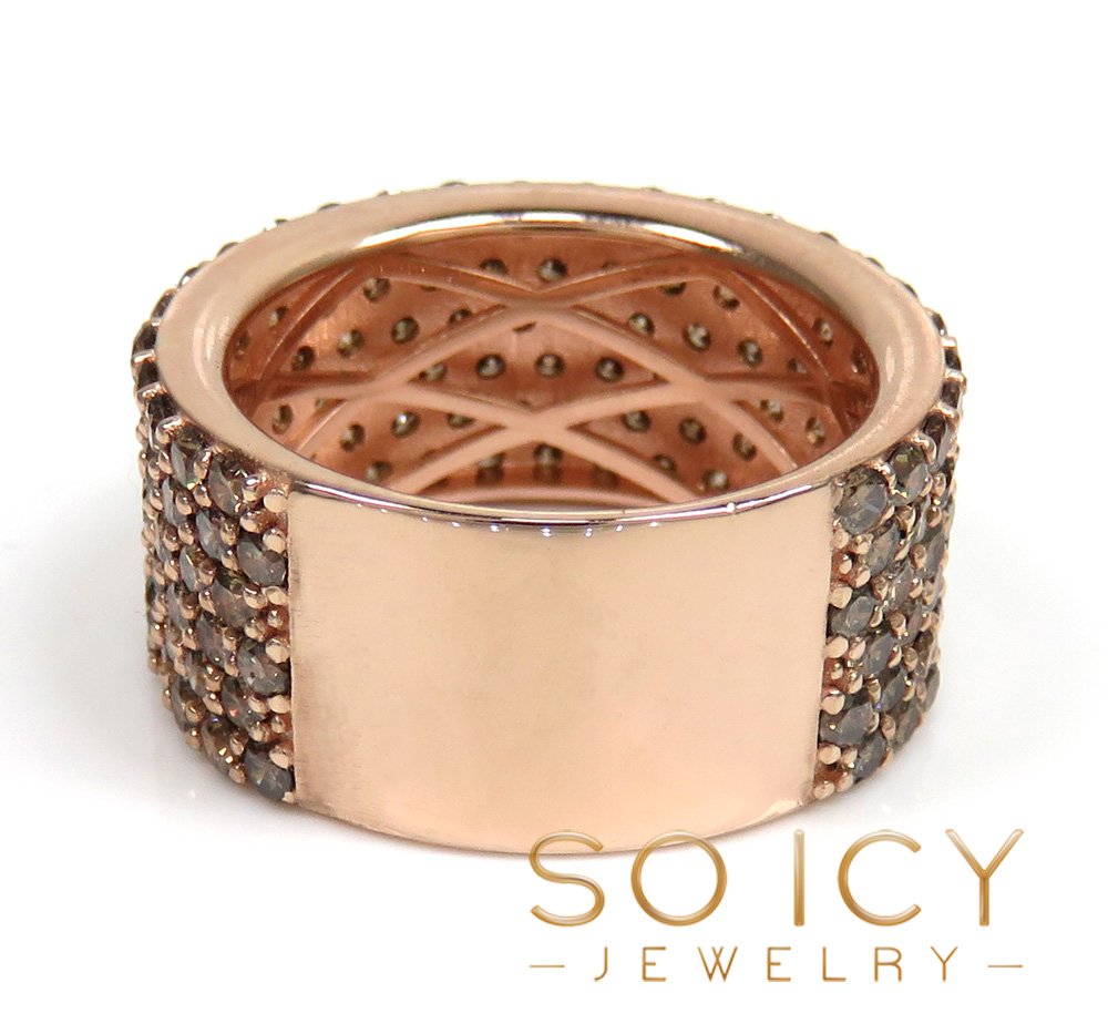 Mens 14k gold champagne diamond band 6.10ct - Image 4