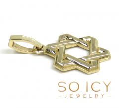 14k yellow gold honey comb star of david pendant