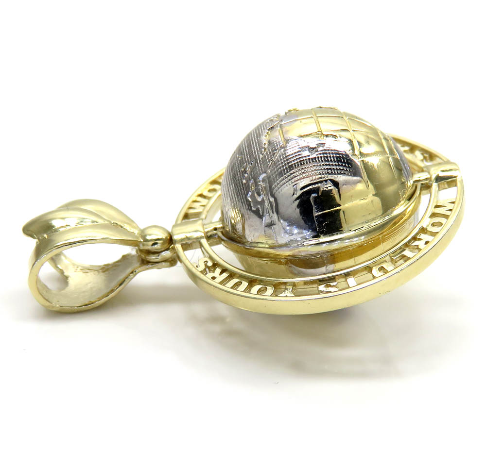 14k gold the world is yours spinning globe medium pendant - Image 3
