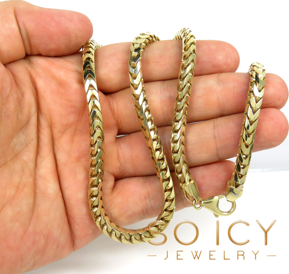 14k yellow gold solid tight link franco chain 24 inch 6mm - Image 3