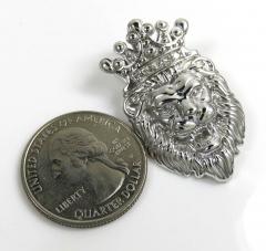 925 white or yellow sterling silver large crowned lion diamond pendant 0.05ct