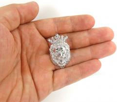 925 white or yellow sterling silver large crowned lion diamond pendant 0.05ct
