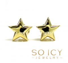 14k yellow gold solid 3d 11mm star earrings