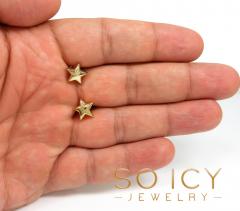 14k yellow gold solid 3d 11mm star earrings