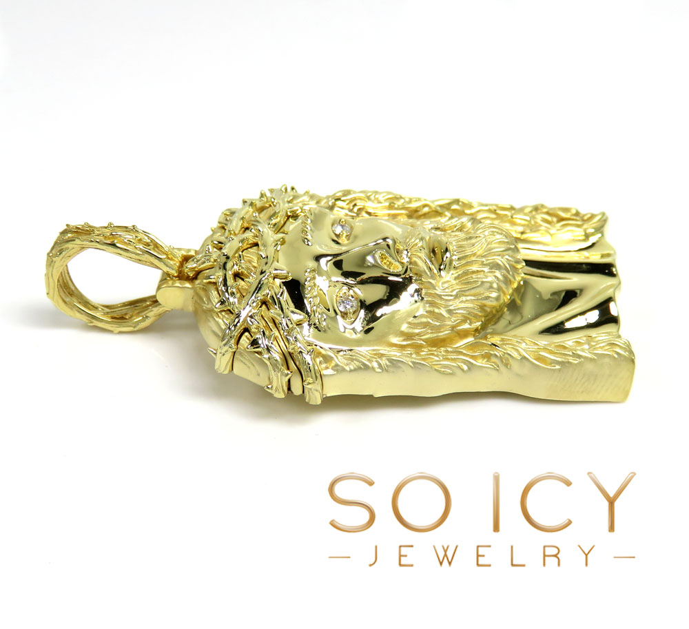 14k gold x-large classic thorn jesus pendant 0.15ct - Image 3