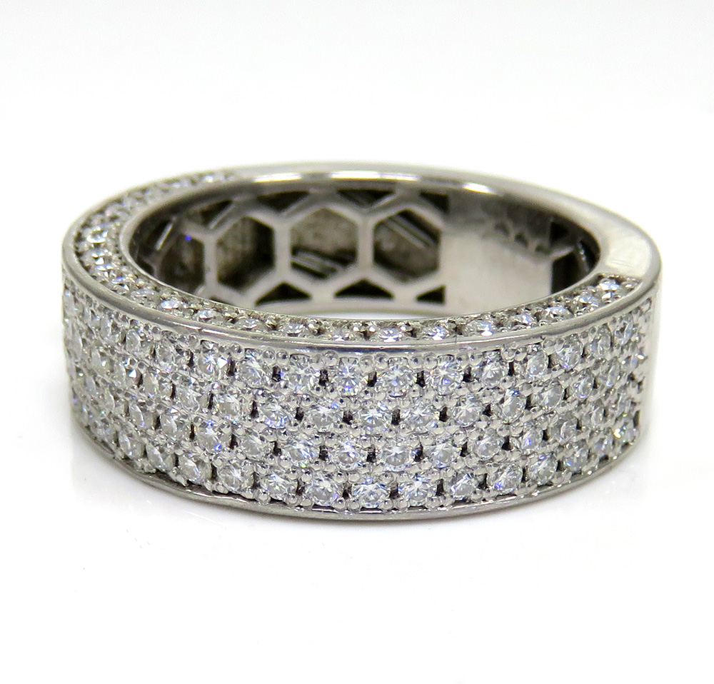 14k gold four row lab grown diamond wedding band ring 2.15ct - Image 2