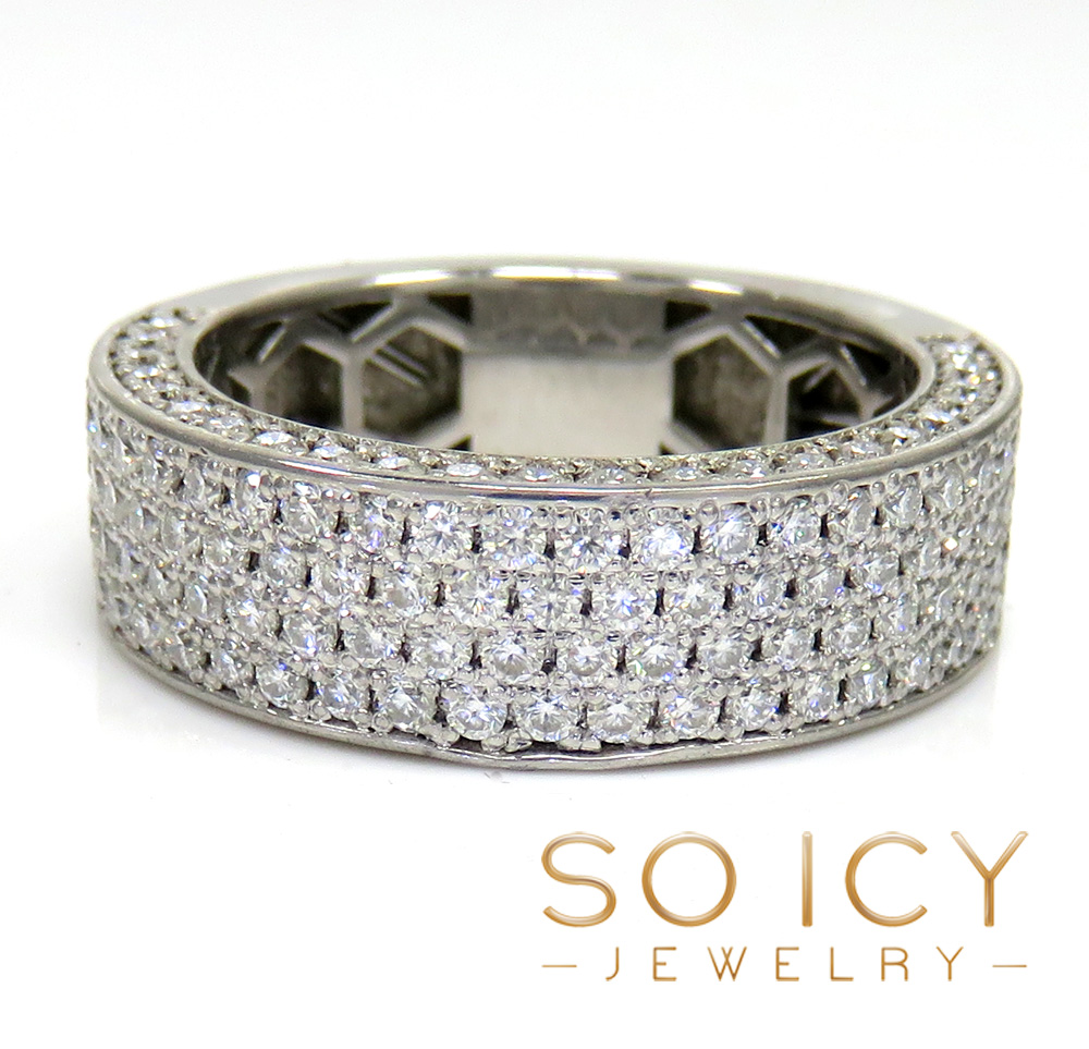 14k gold four row lab grown diamond wedding band ring 2.15ct - Image 3