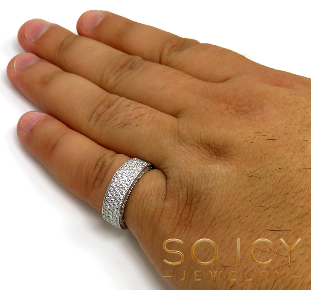 14k gold four row lab grown diamond wedding band ring 2.15ct - Image 5