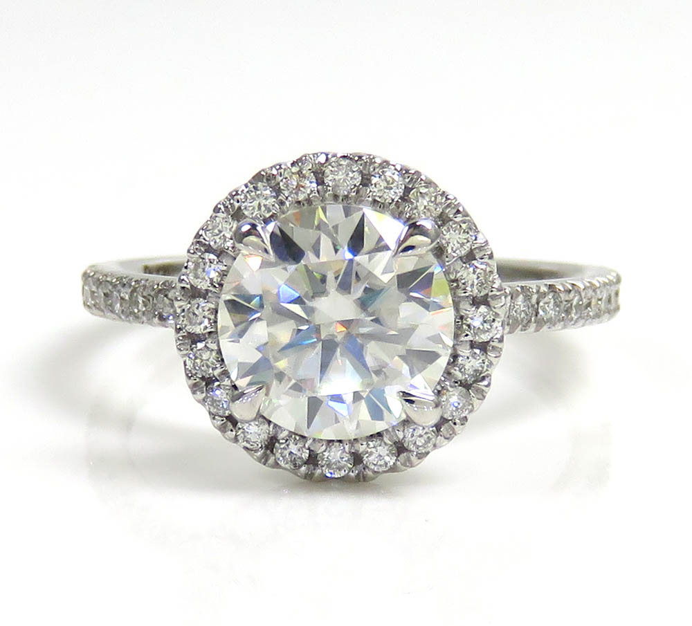 14k gold round lab grown cvd diamond halo engagement ring 2.41ct - Image 2