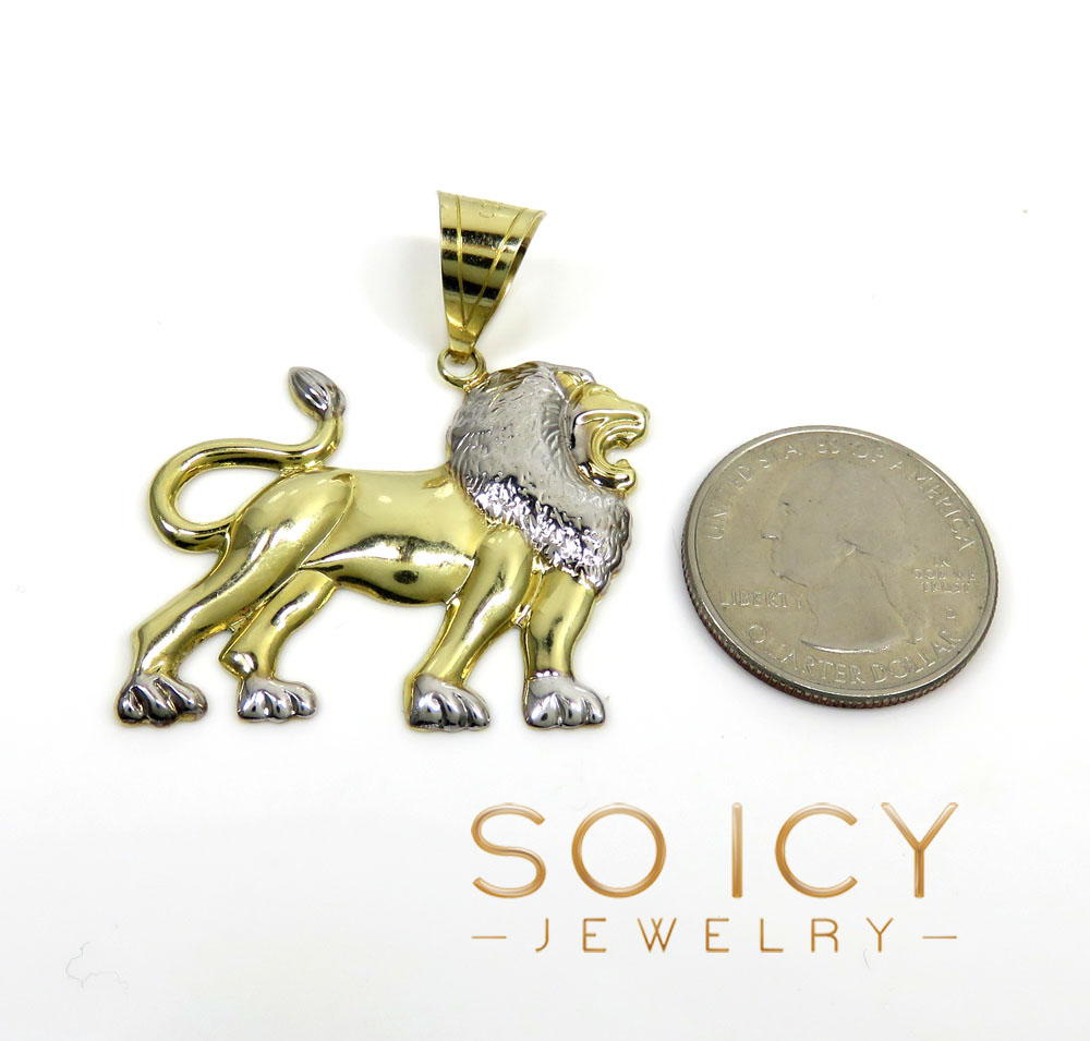 10k two tone medium closed back lion pendant  - Image 2