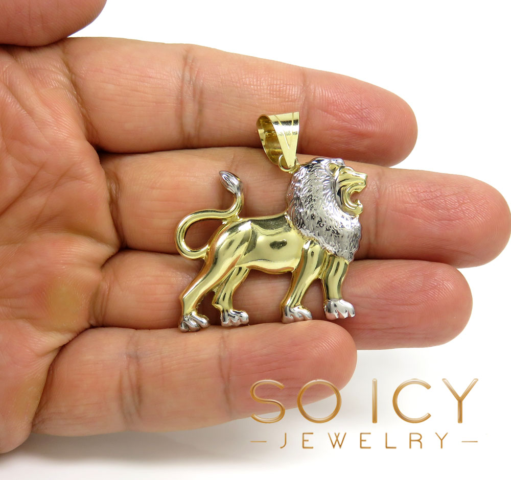 10k two tone medium closed back lion pendant  - Image 5