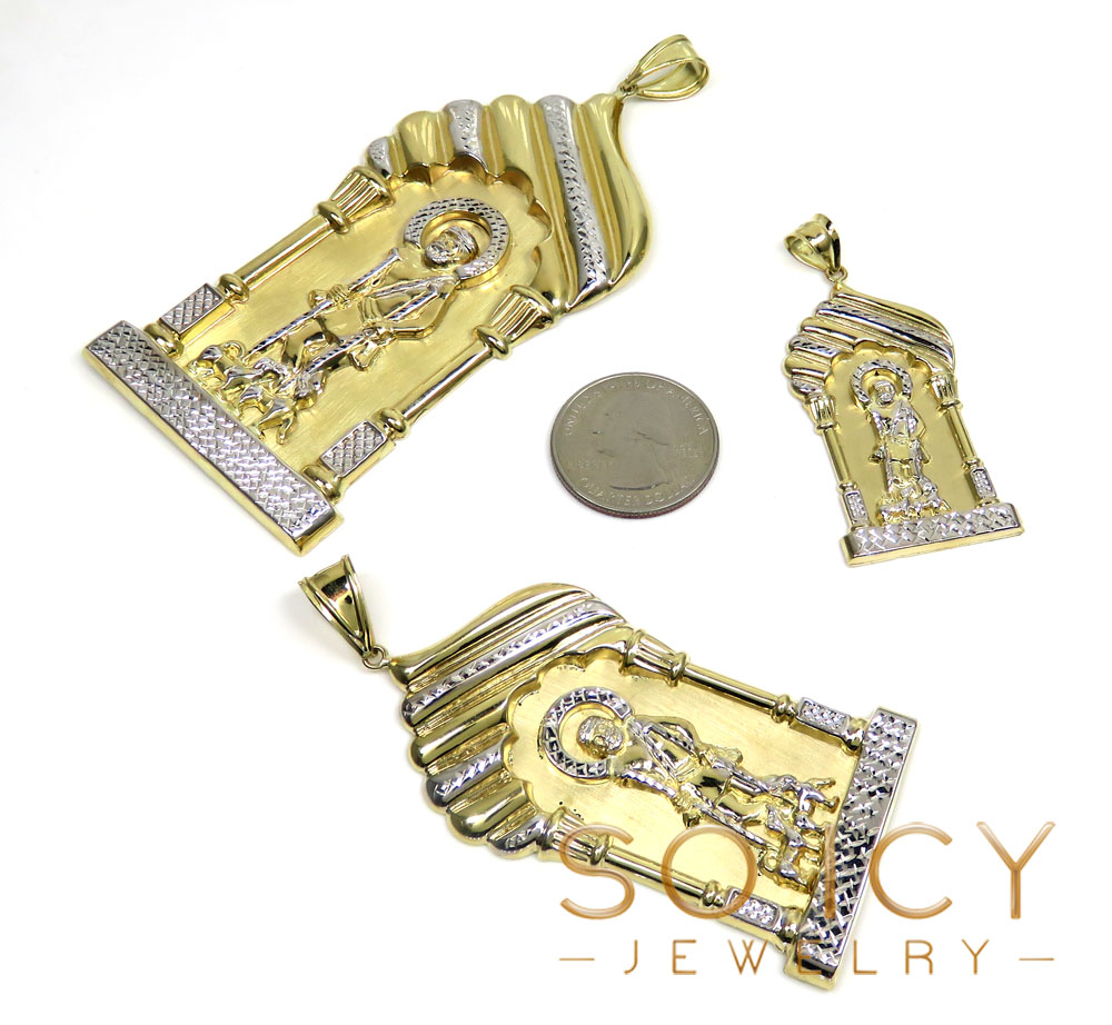 10k yellow gold small-large saint lazarus of bethany pendant - Image 3