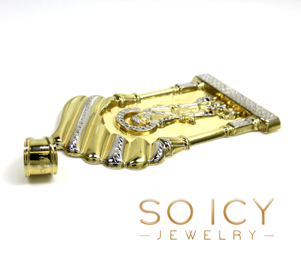 14k yellow gold small-large saint lazarus of bethany pendant - Image 4