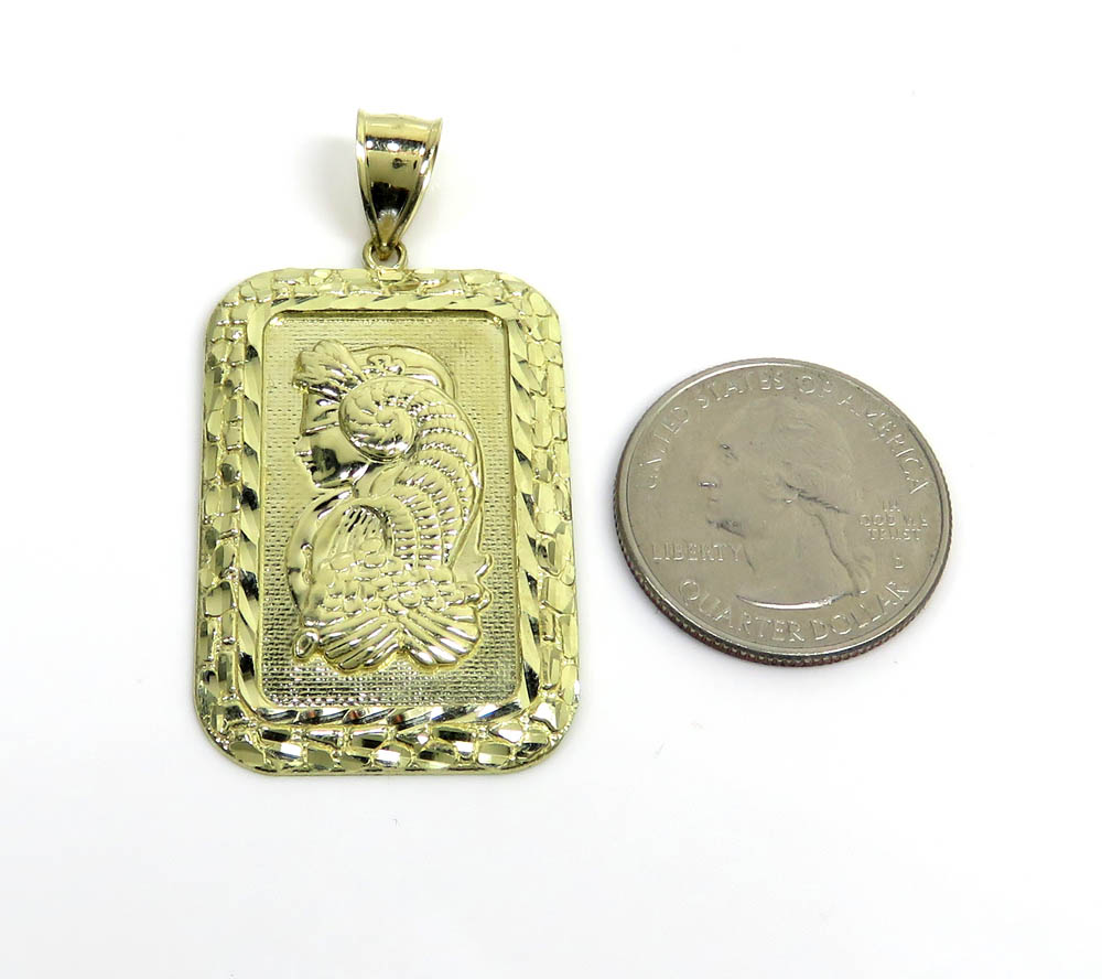 10k yellow gold xl gold nugget bar pendant  - Image 2