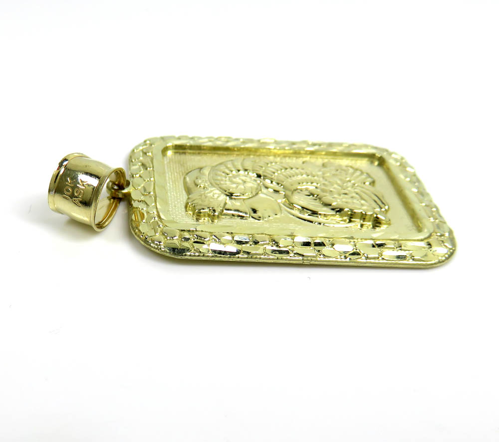 10k yellow gold xl gold nugget bar pendant  - Image 3
