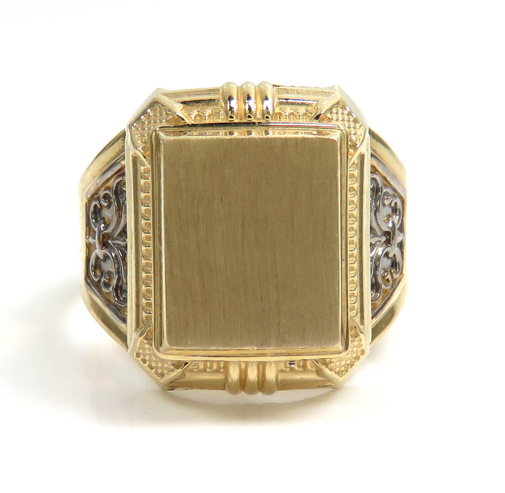 14k two tone gold medium fancy monogram ring - Image 2