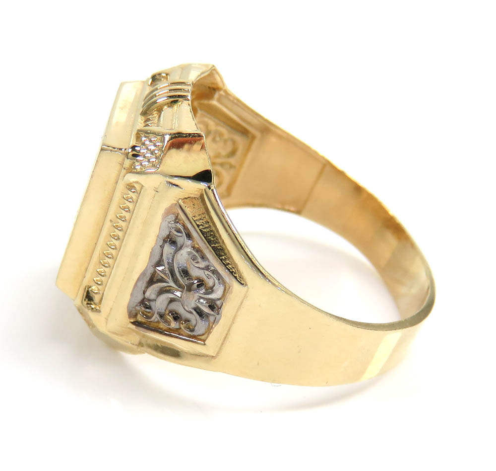 14k two tone gold medium fancy monogram ring - Image 3