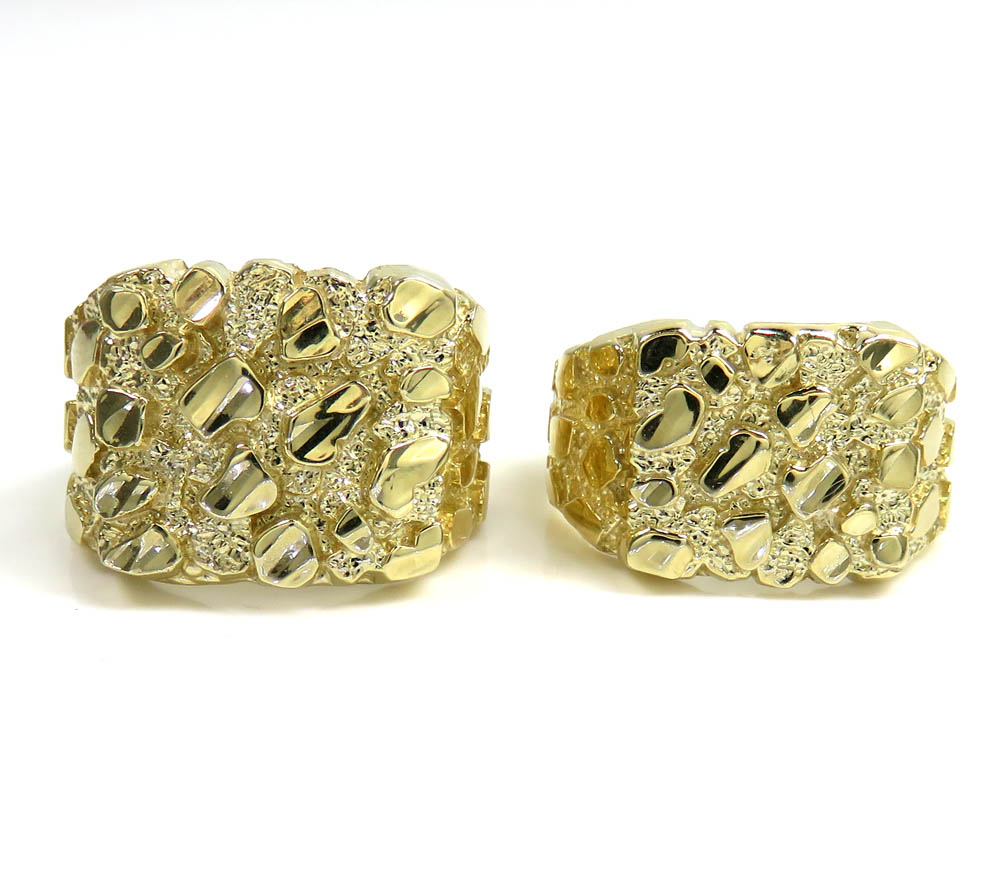 Mens 14k yellow gold small-large nugget ring - Image 2