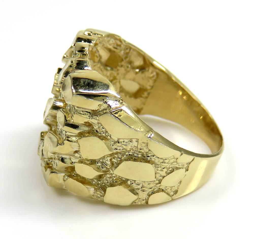 Mens 14k yellow gold small-large nugget ring - Image 3