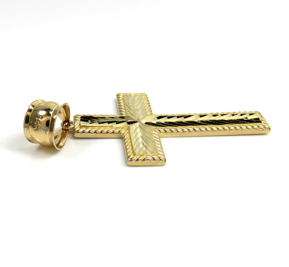 14k yellow gold large diamond cut fancy cross  - Image 3