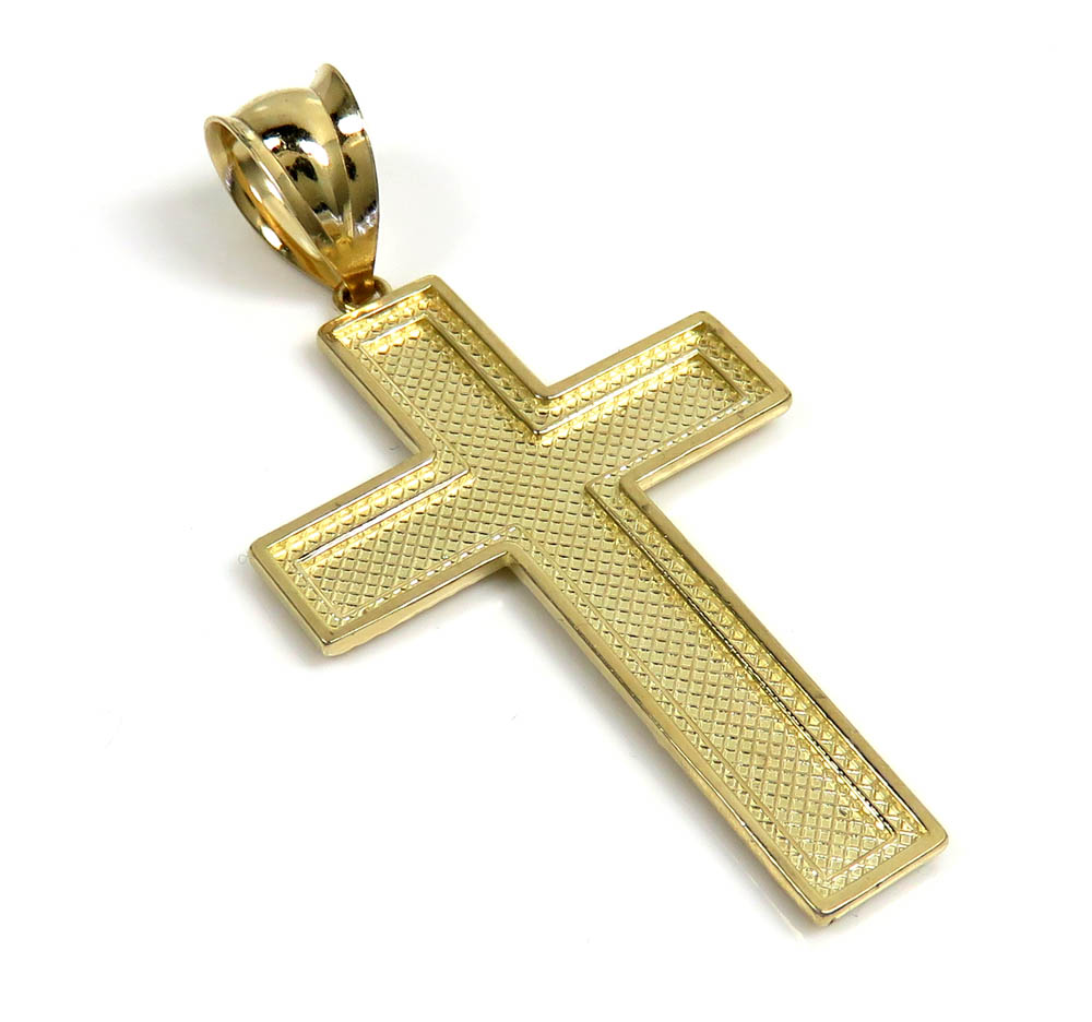 14k yellow gold large diamond cut fancy cross  - Image 4