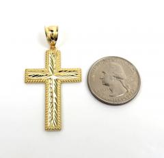 14k yellow gold large diamond cut fancy cross