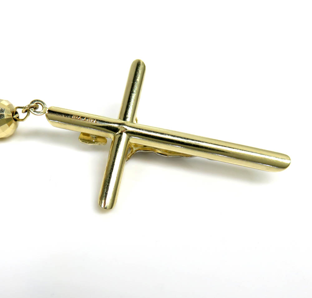 Rosary necklace 14k tri color gold diamond cut beads 30 inches 8mm - Image 4