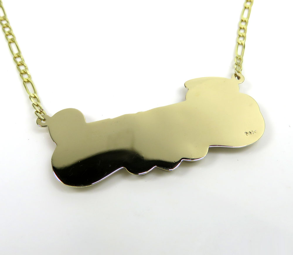 14k two tone gold diamond custom name plate necklace 18