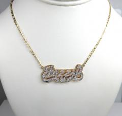 14k two tone gold diamond custom name plate necklace 18
