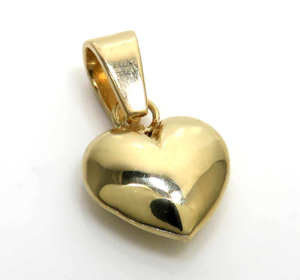 14k gold mini solid puffed heart pendant - Image 2