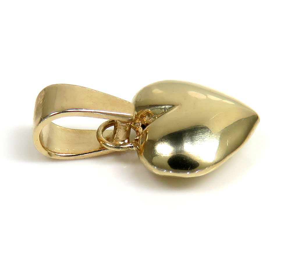 14k gold mini solid puffed heart pendant - Image 3