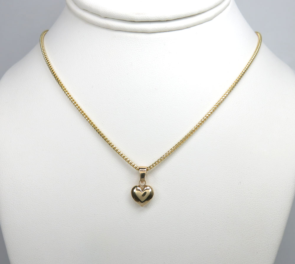 14k gold mini solid puffed heart pendant - Image 4