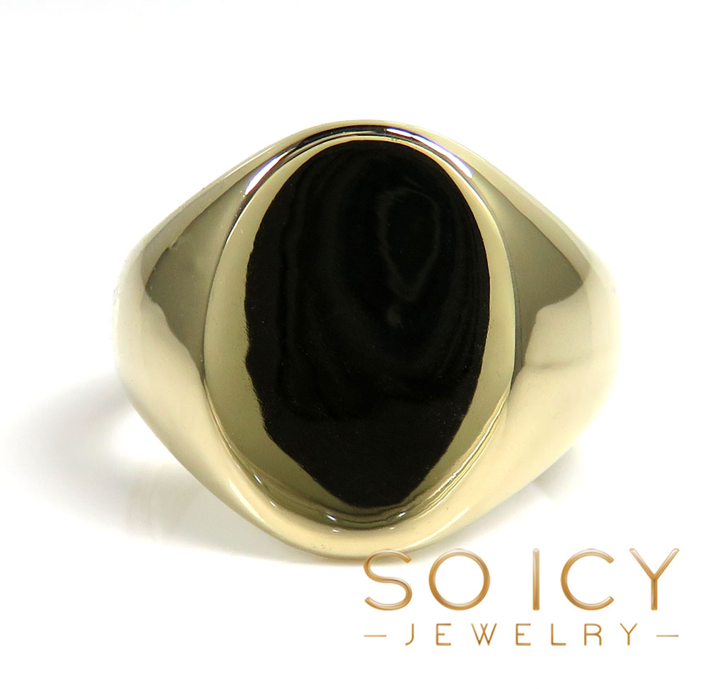 14k yellow gold solid oval monogram ring 