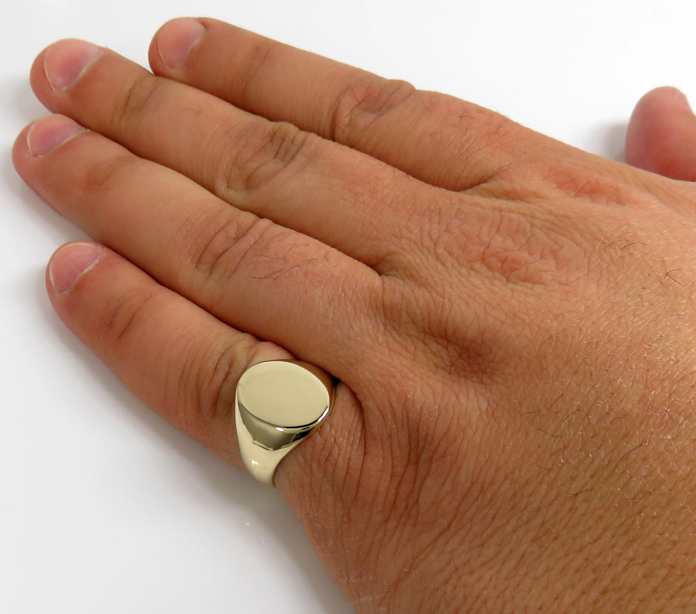 14k yellow gold solid oval monogram ring  - Image 5