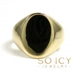 14k yellow gold solid oval monogram ring