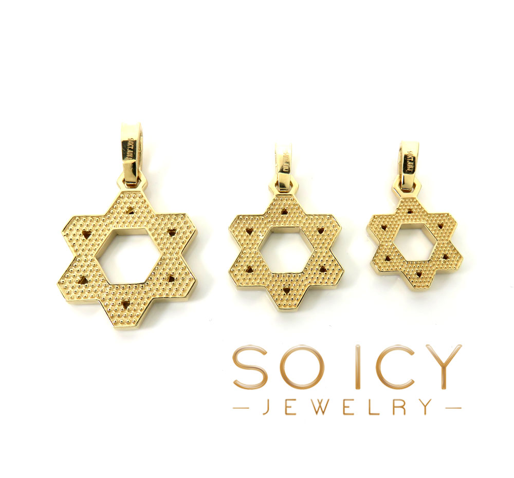 14k yellow gold small-large solid star of david pendant  - Image 4