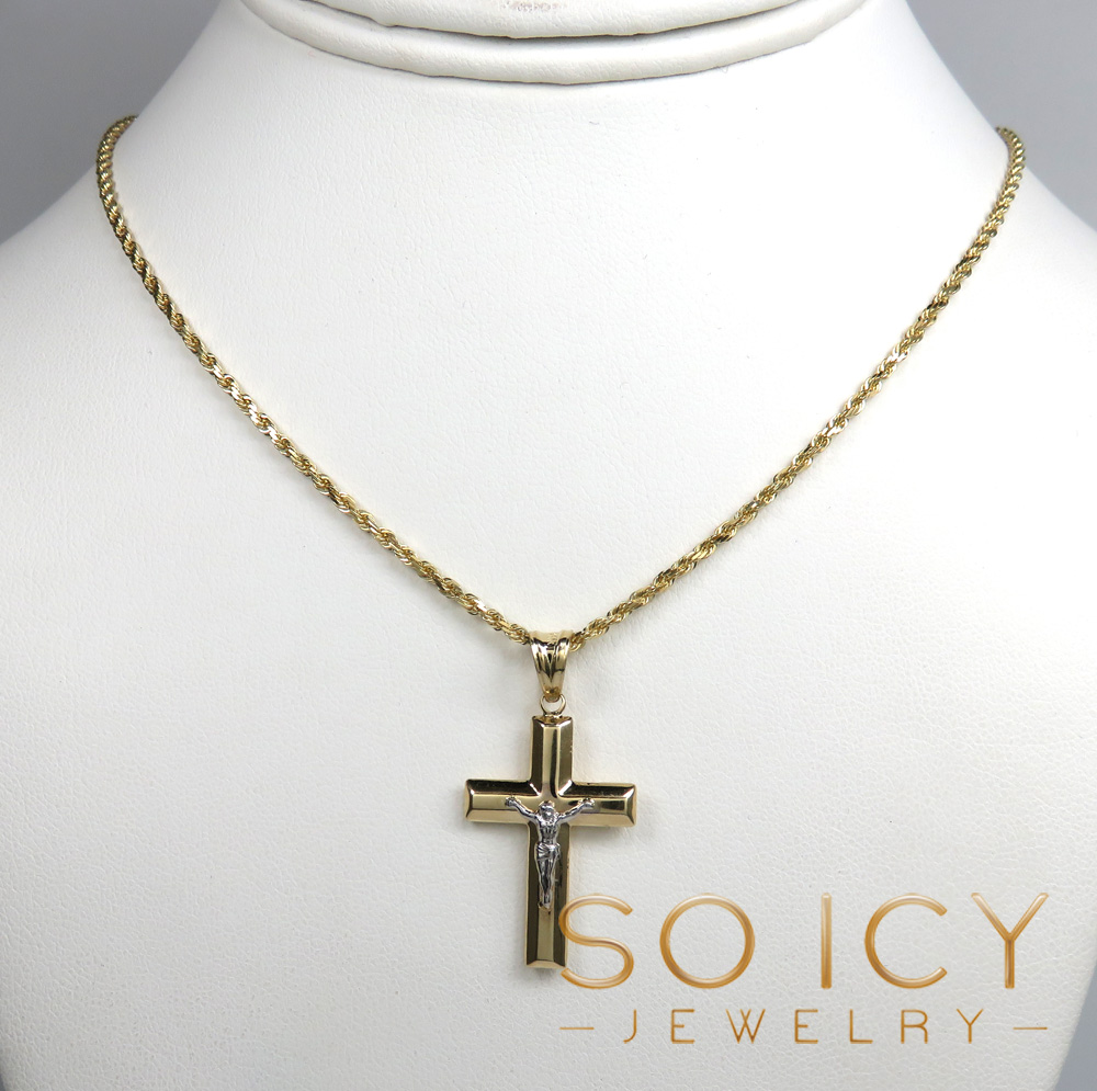 14k yellow gold mini-large tube cross pendant - Image 5