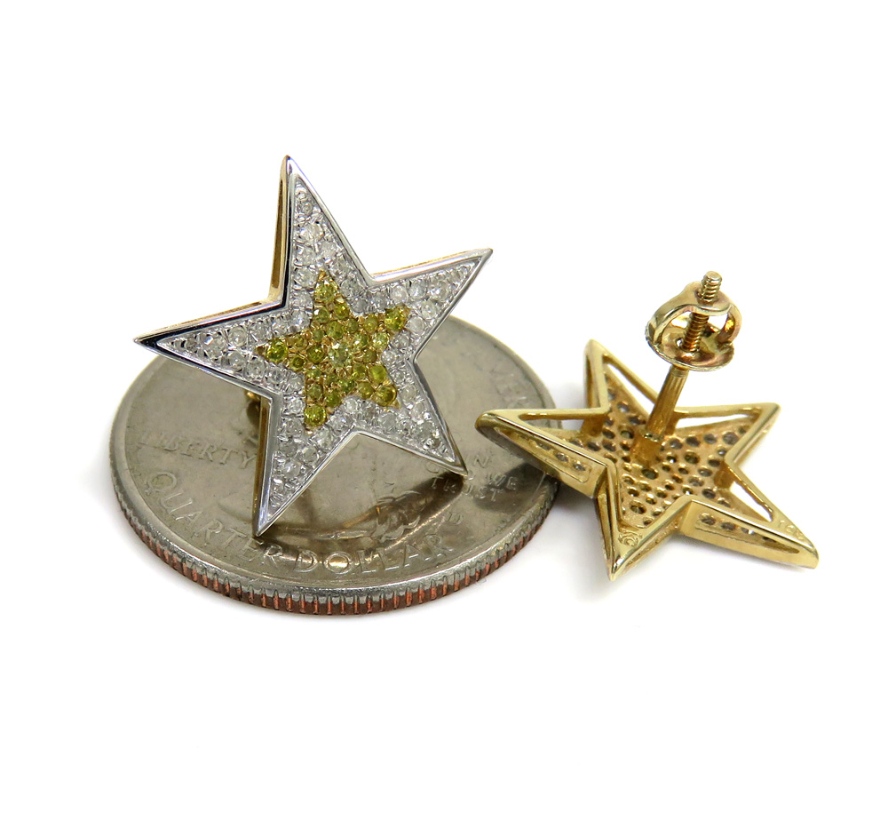 10k yellow gold canary diamond star earrings 0.70ct - Image 3