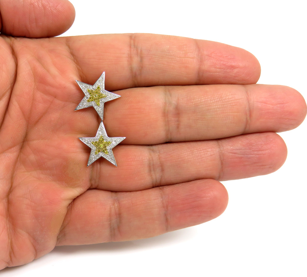10k yellow gold canary diamond star earrings 0.70ct - Image 4