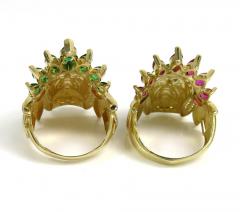 14k yellow gold medium ruby or large green indian chief ring 