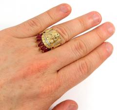 14k yellow gold medium ruby or large green indian chief ring 