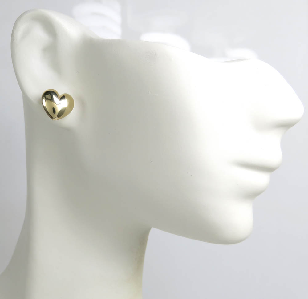 14k gold solid 3d 10mm heart earrings - Image 5