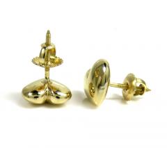 14k gold solid 3d 10mm heart earrings